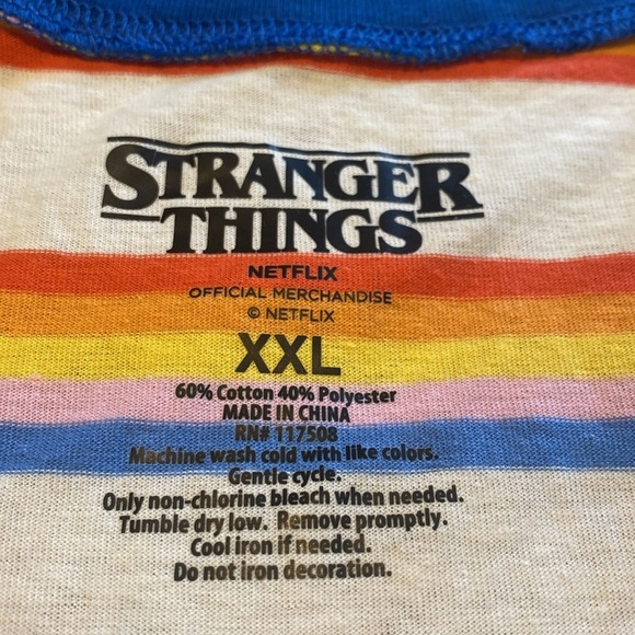 Stranger Things “Hawkins Indiana” Ringer Striped Crew S/S Netflix T-Shirt Sz XXL - Picture 4 of 6